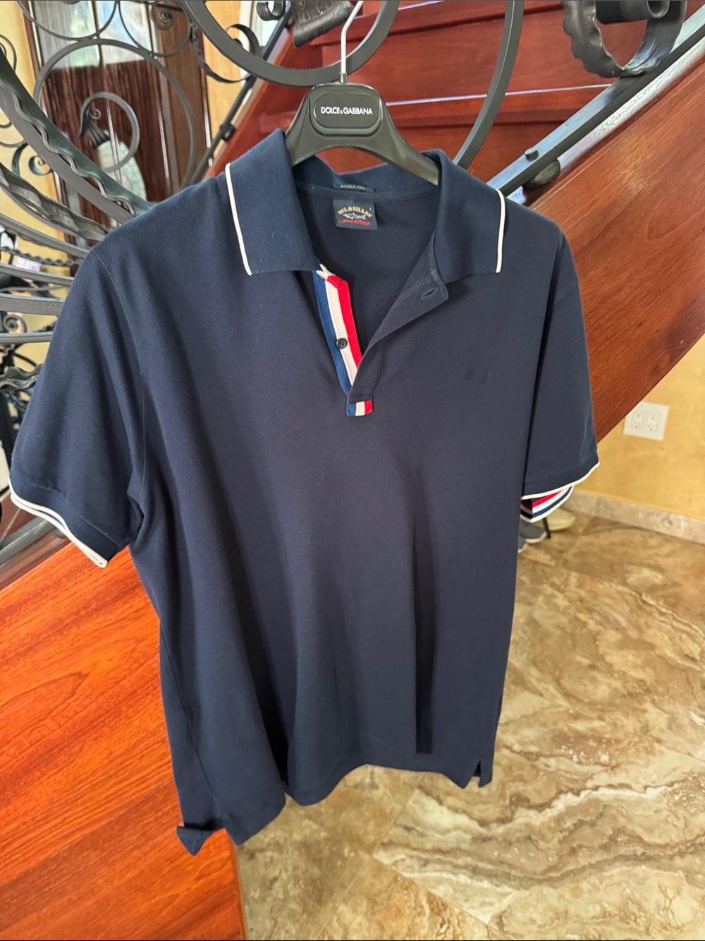 Paul & Shark Navy Polo with Red, White & Blue Trim